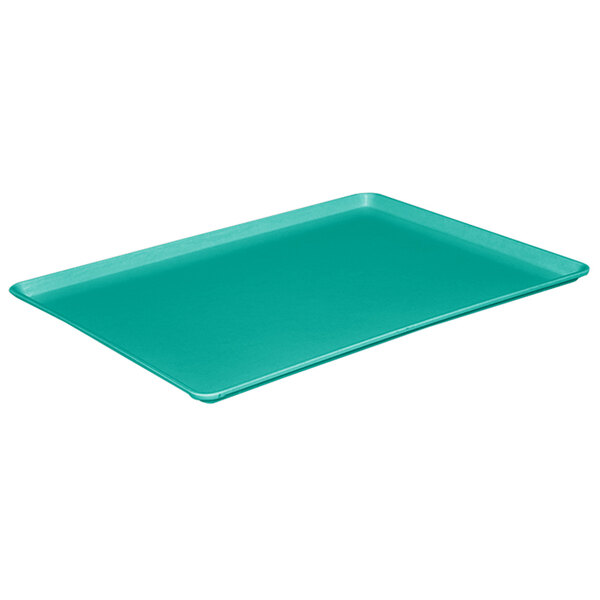 A mint green rectangular fiberglass MFG tray.