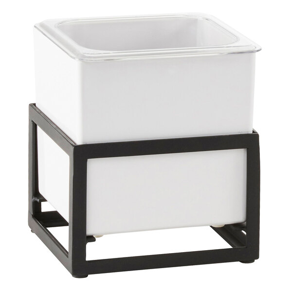 A white square container with a black frame.