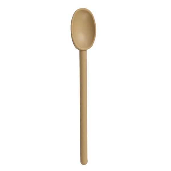 A brown Matfer Bourgeat Exoglass spoon with a white handle.