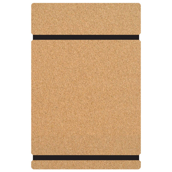 A white cork board with black strips on it.