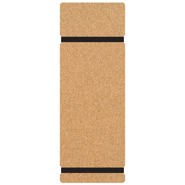 A cork board with black strips.