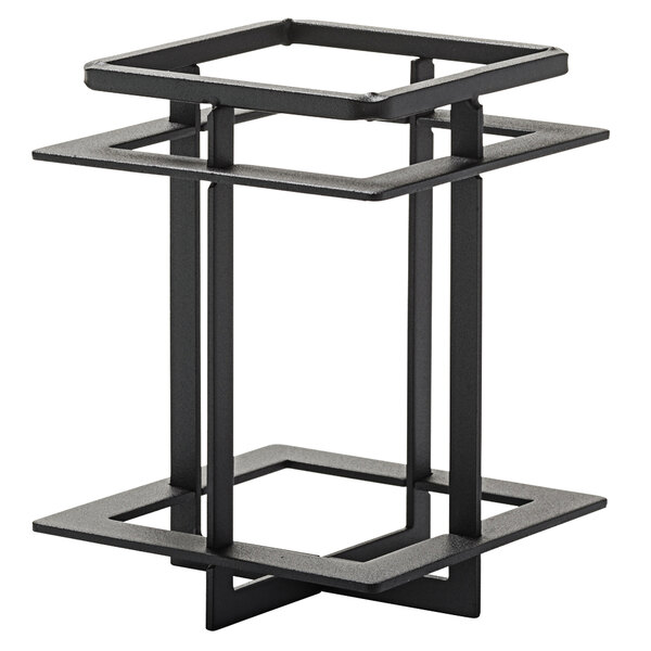 A black metal Hollowick Craftsman stand with square shelves.