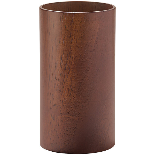 A Horizon Tall wood cylinder base with a brown finish.