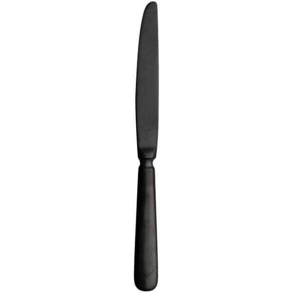 A black Sola Baguette dessert knife with a black handle.