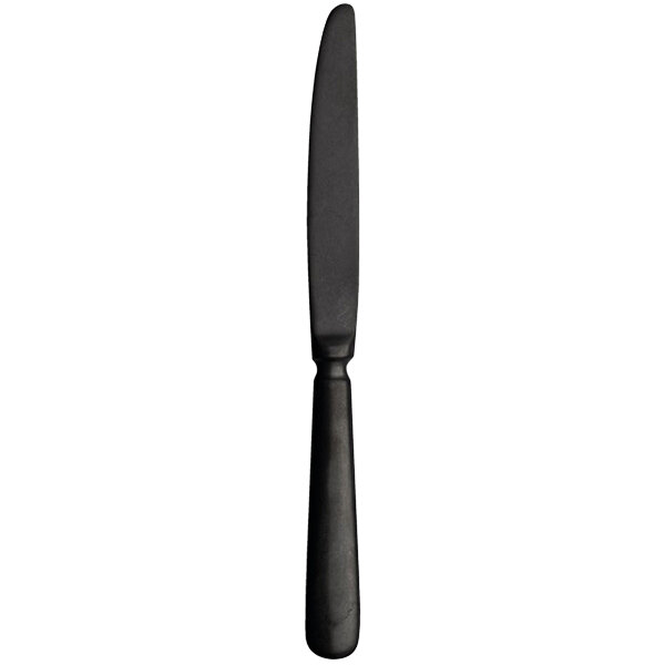 A close-up of a Sola Baguette Vintage Black table knife with a handle.
