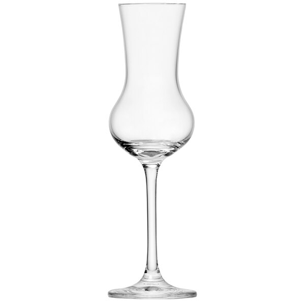 A Schott Zwiesel clear wine glass with a long stem.