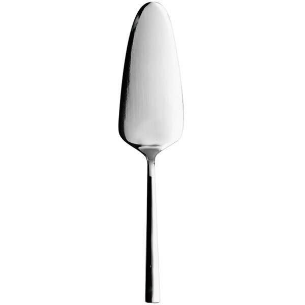 A close-up of a Sola stainless steel cake server with a white background.