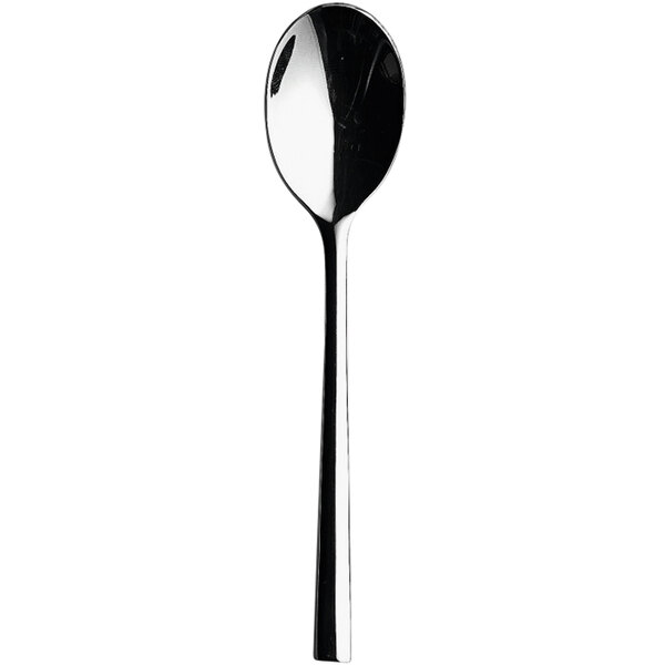 A Sola stainless steel coffee spoon with a silver handle.