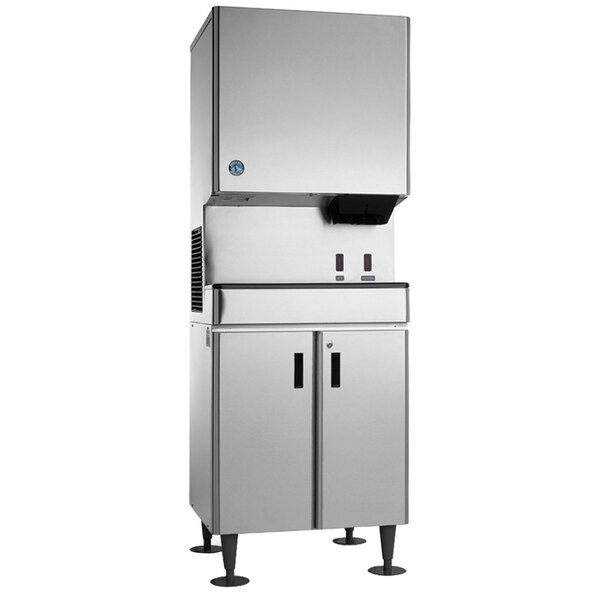 A large stainless steel Hoshizaki ice machine with a dispenser.