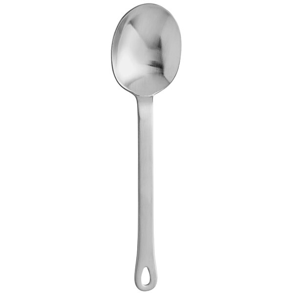 A Oneida Cooper stainless steel bouillon spoon with a handle.