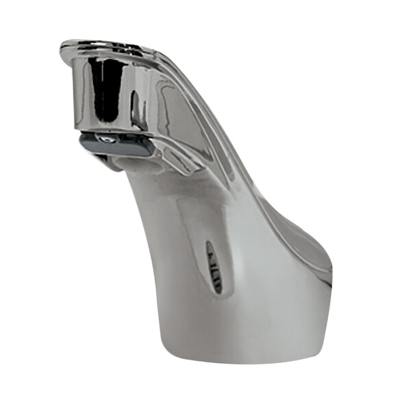 A Bobrick polished nickel automatic faucet with a 6 1/2" cast spout.