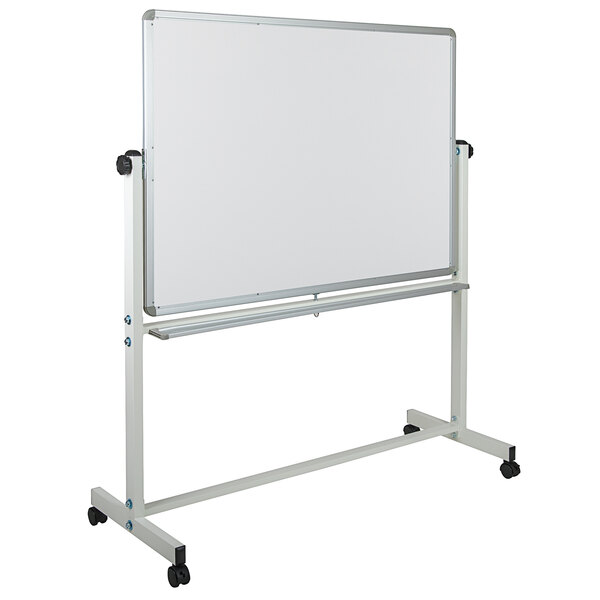 A Flash Furniture whiteboard on a mobile stand with a metal frame.