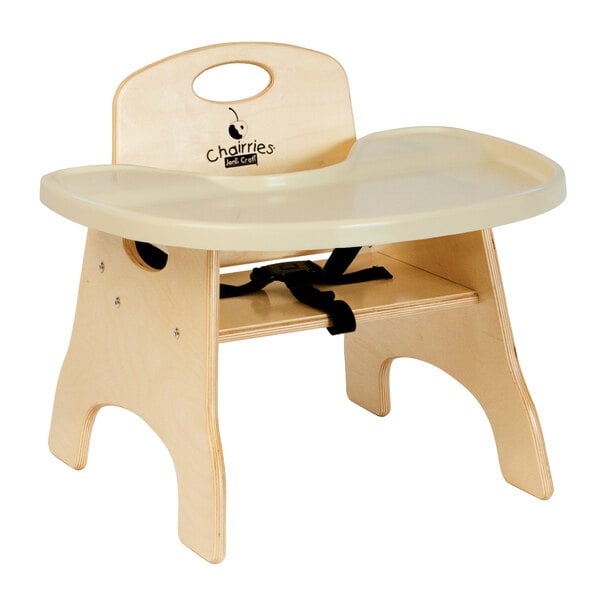 A Jonti-Craft wooden High Chairries high chair with a seat.