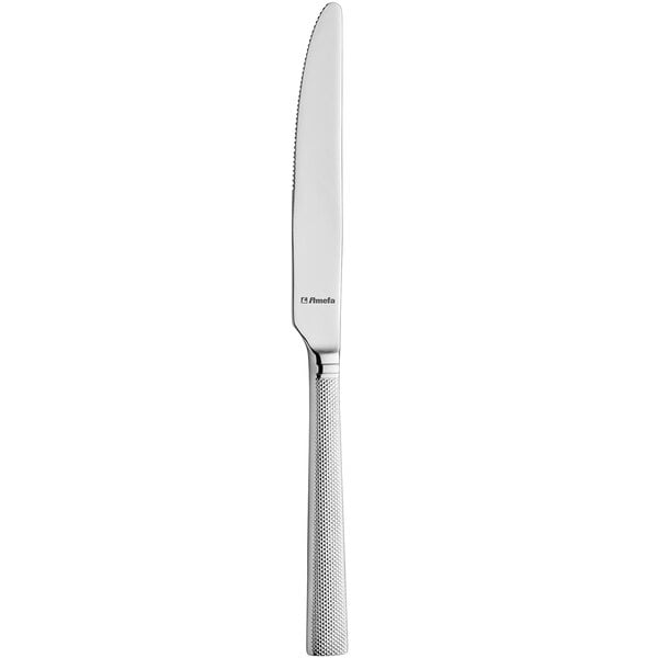 An Amefa stainless steel dessert knife with a silver handle.