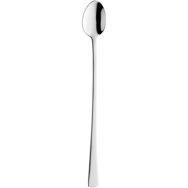 An Amefa stainless steel iced tea spoon with a long handle and a white background.