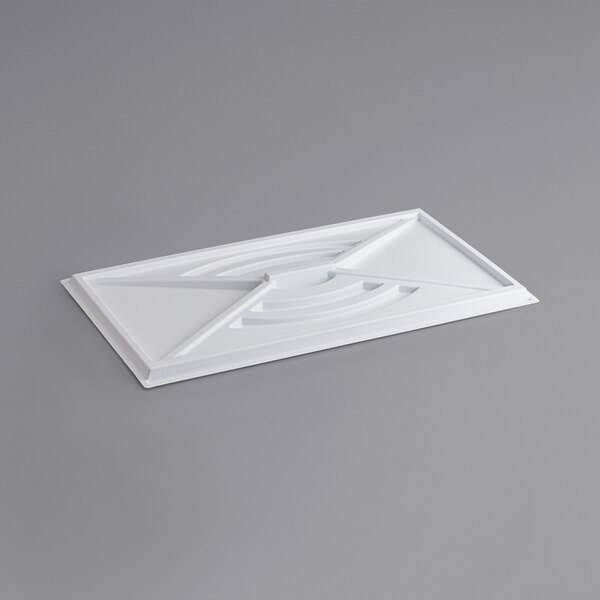 A white rectangular Avantco flat night cover with a circular design on it.
