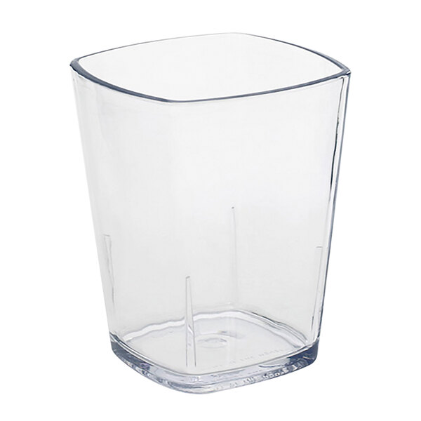A Front of the House Drinkwise Mod clear plastic glass with a curved edge.