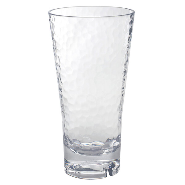 A Front of the House Drinkwise clear plastic highball glass with a textured surface.