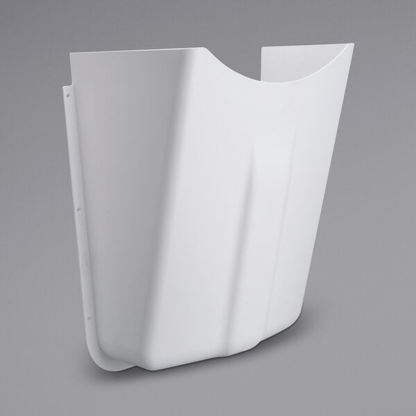 A white plastic wall-mounted shield with curved edges.