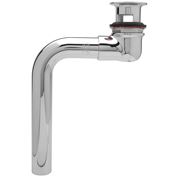 A Zurn chrome sink drain with open grid strainer and offset tailpiece.