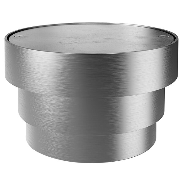 A Zurn stainless steel round cleanout lid with a metal ring.
