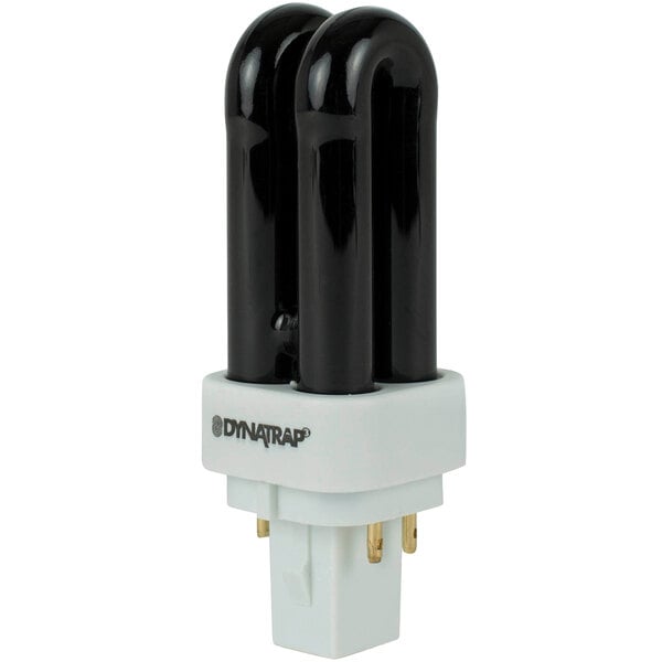 A close-up of a white and black DynaTrap 7-Watt UV replacement bulb.