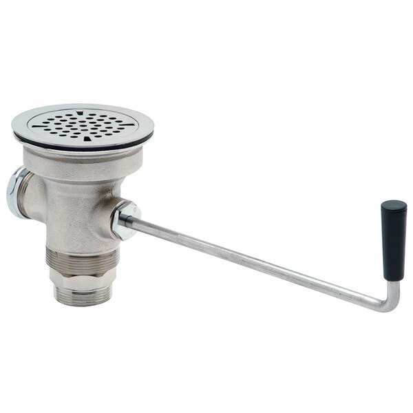 A Zurn AquaSpec twist handle waste valve for a sink drain.
