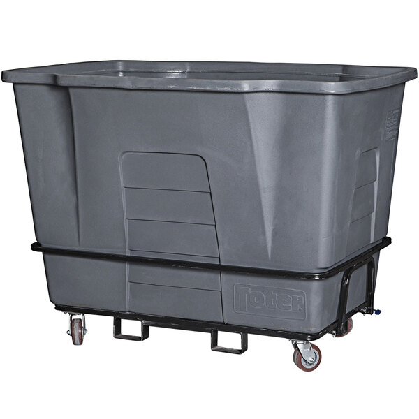 A large grey plastic container on wheels.