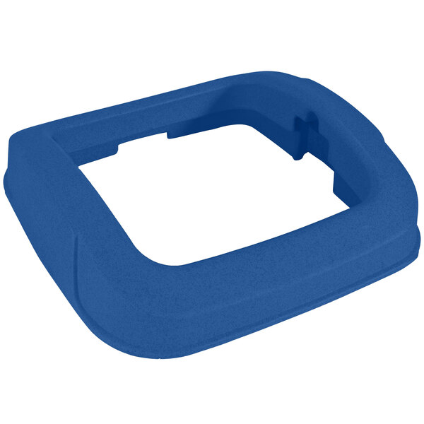 A blue square Toter lid with a hole in the middle.