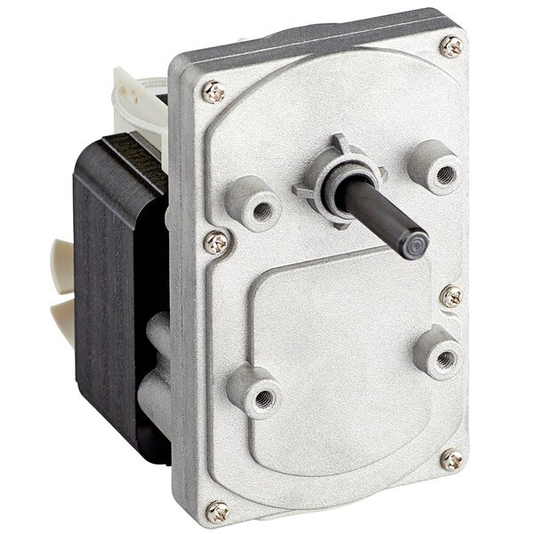An Avantco driving motor with a metal housing and black and silver metal cylinders.