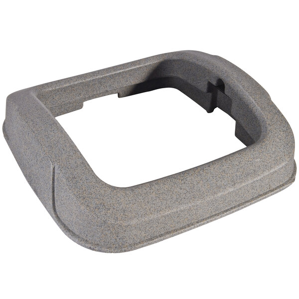 A Toter graystone square open-top lid with a hole in it.
