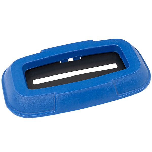A blue plastic Toter lid with a black document slot.