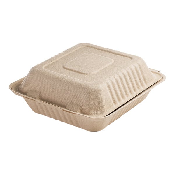 Fineline 43SHD8 Conserveware 8" x 8" x 3 1/8" Bagasse Deep Take-Out Container - 200/Case