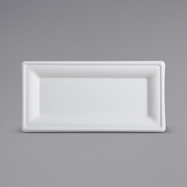 A white rectangular plate with a white border.