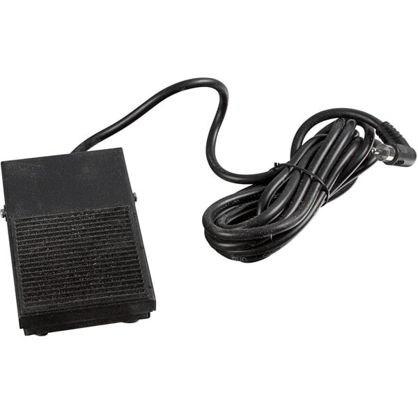 A black San Jamar foot pedal with a black cable.