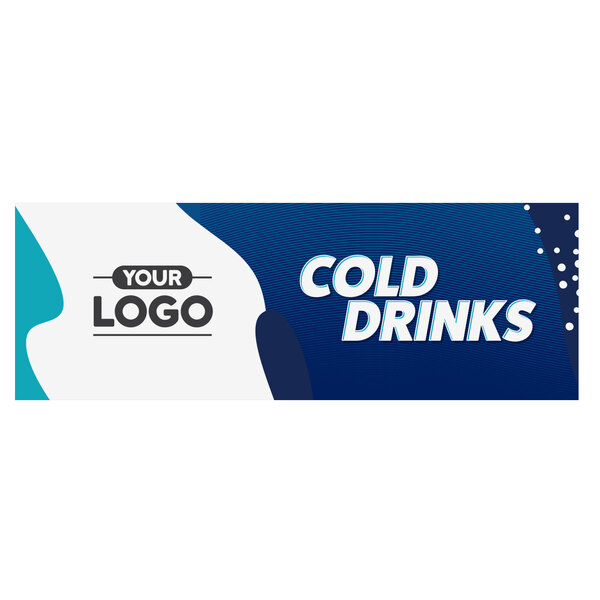 A white sign panel with blue and white text reading "Cold Drinks" for Avantco GDC-15-HC Merchandisers.