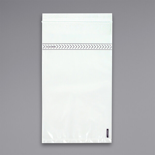 A white plastic bag with black lines.
