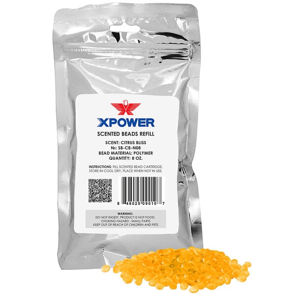 A silver bag of yellow XPOWER Citrus Bliss scented beads.