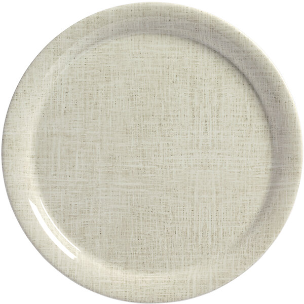 A white American Metalcraft melamine plate with a textured surface.