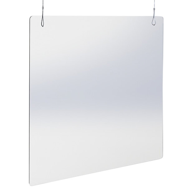 A white square suspended register shield with a black border.