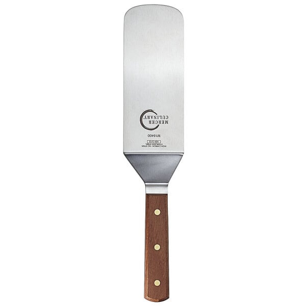 A Mercer Culinary Praxis turner with a rosewood handle.
