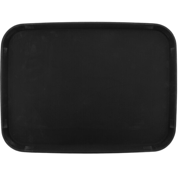 A black rectangular polypropylene non-skid serving tray.