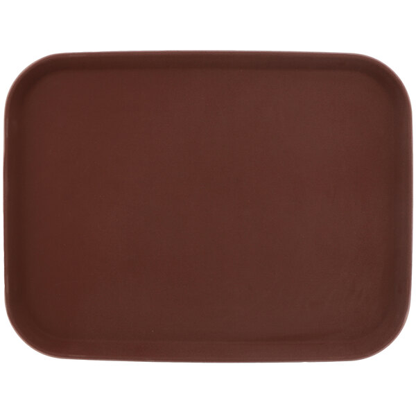 A brown rectangular non-skid serving tray.