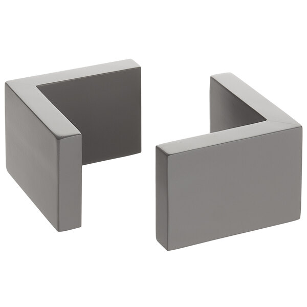 A pair of grey metal Front of the House smoke bamboo L-shape risers.