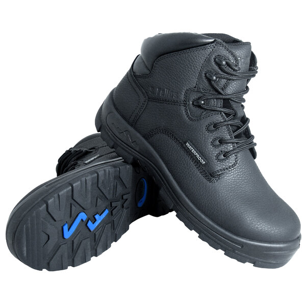 A pair of Genuine Grip black safety boots.