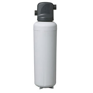 A white cylinder with a black top and bottom, and a white plastic bottle with a black cap.