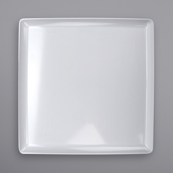 A white square GET Melamine plate with a white border.