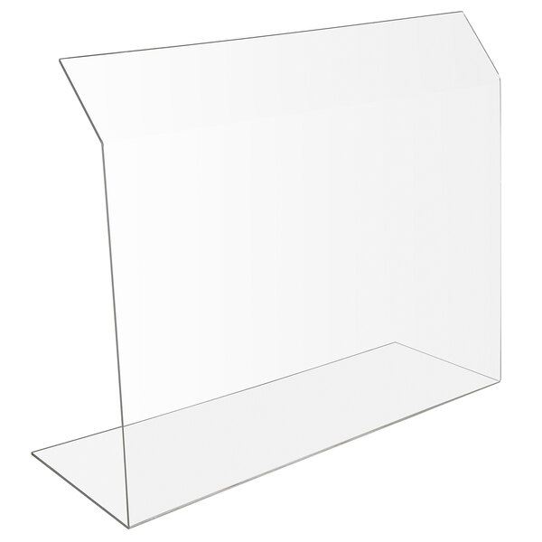 A clear acrylic Bon Chef safety shield with a curved top.
