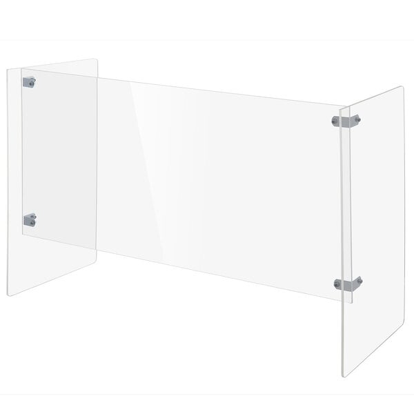 A clear plastic divider with metal holders.