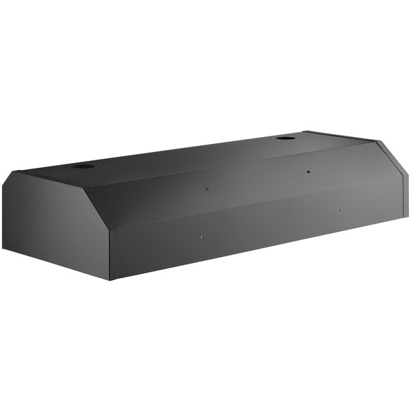 A black metal rectangular lid with holes.